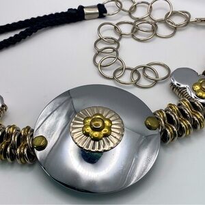 Vintage 1980s Brutalist Chain Mail
Rope & Metal Waist Cinch Belt